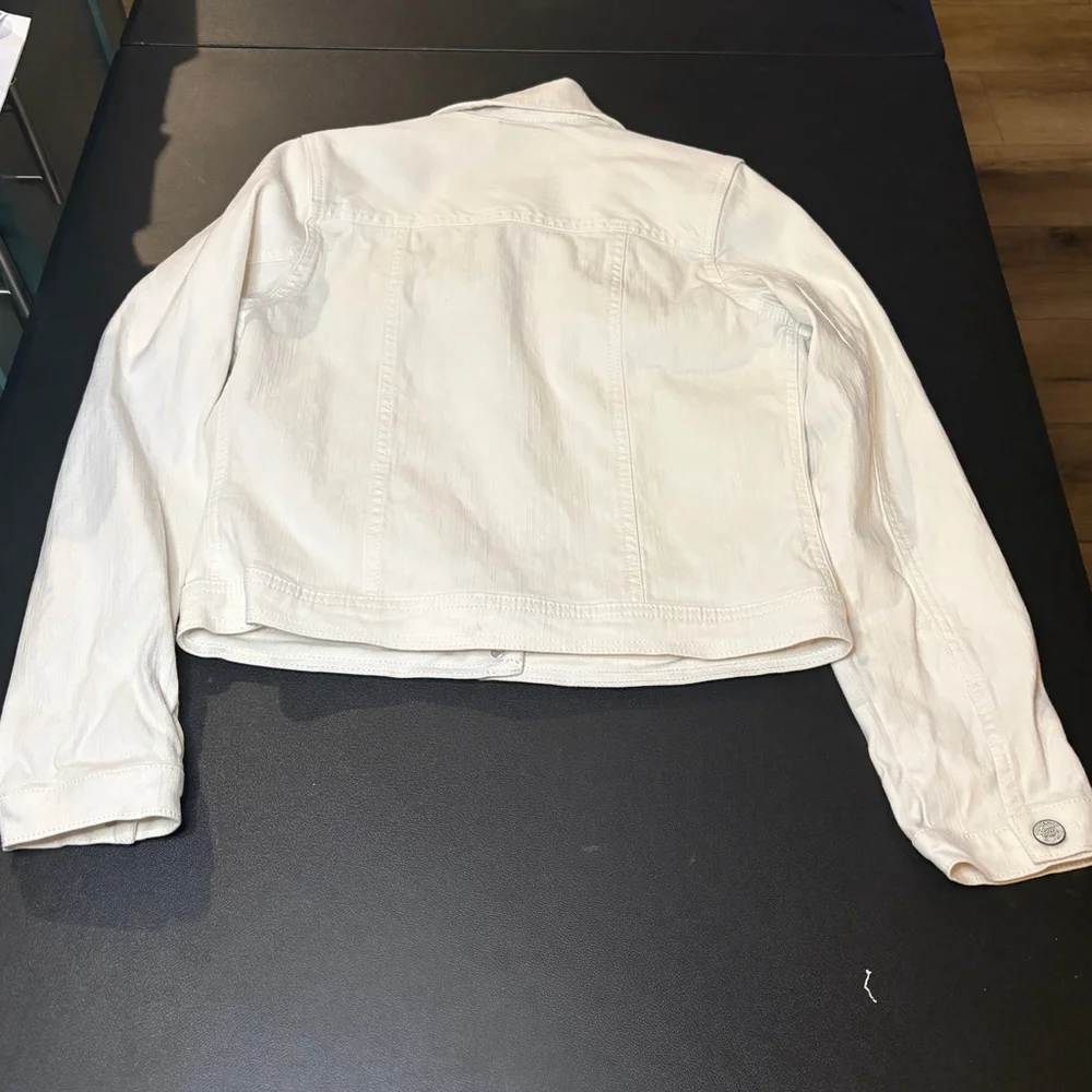 Gap‎ Kids Girl's White Denim Jacket Cropped Front Classic Trucker Size XXL